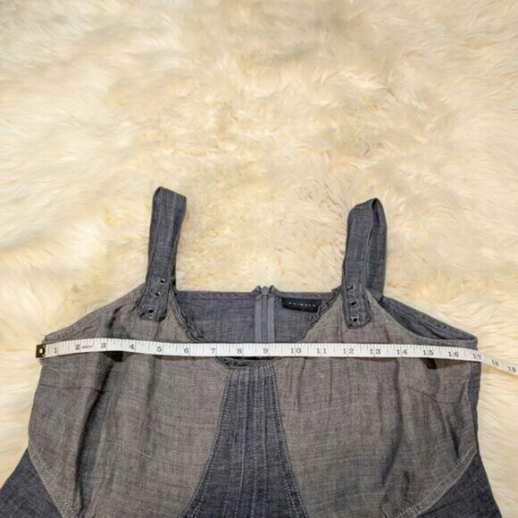 Animale Jacques Ruc 8-US Gray Linen Sleeveless Ruffle Dress - Picture 5 of 8